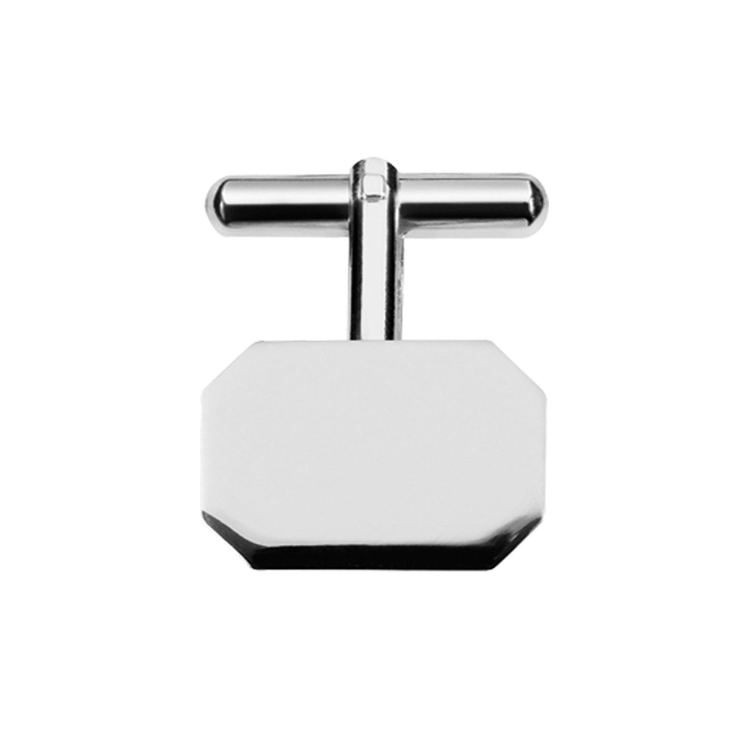 Sterling Silver Flat Bevelled Edge Rectangle Plain Cufflinks