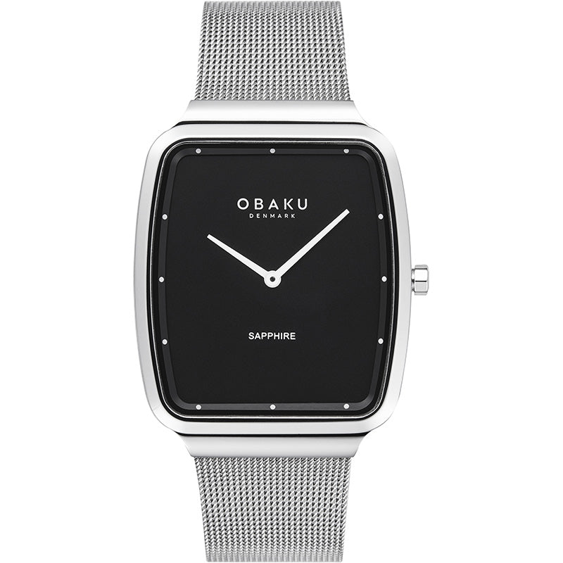 Obaku 43mm TERN - ONYX Stainless Steel Mesh Watch