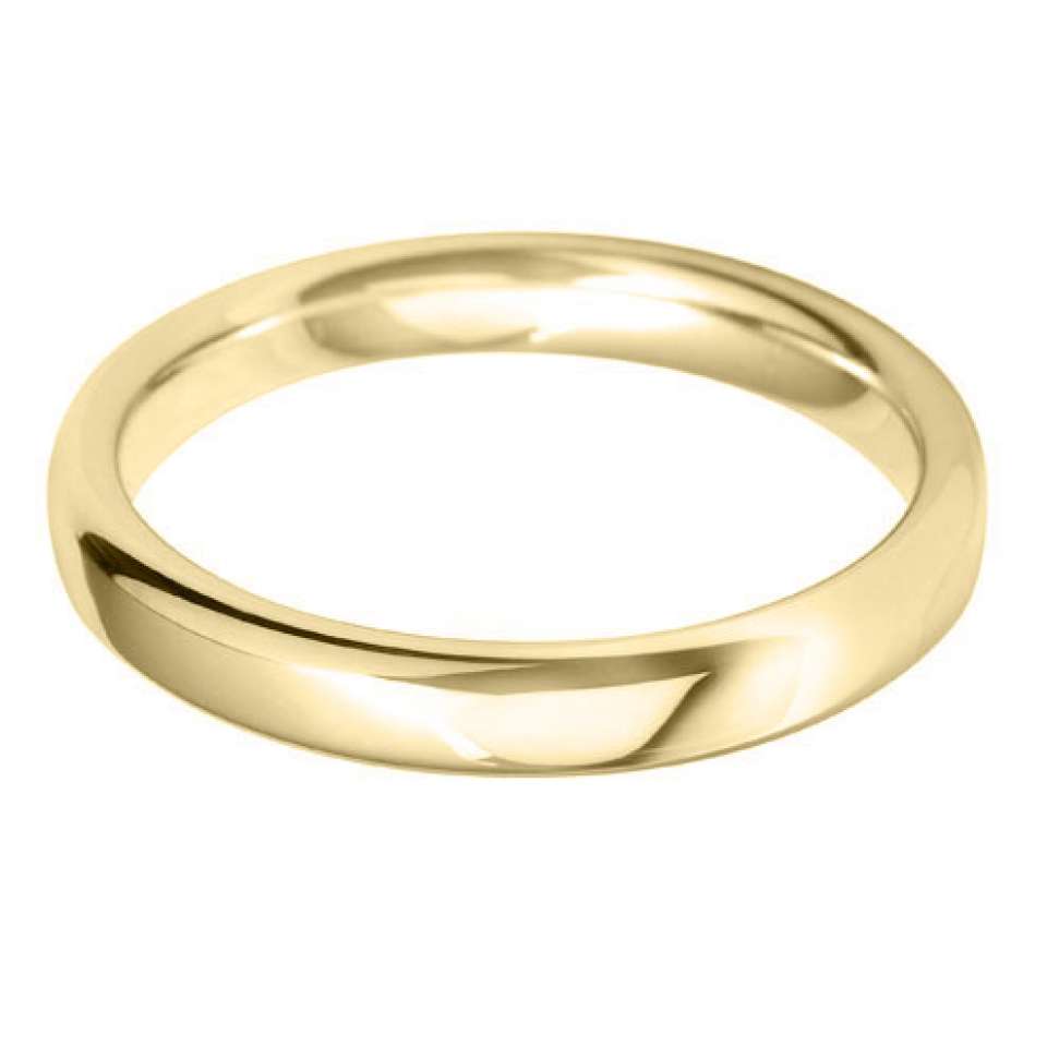18ct Yellow Gold Classic Court Medium 3mm Wedding Band