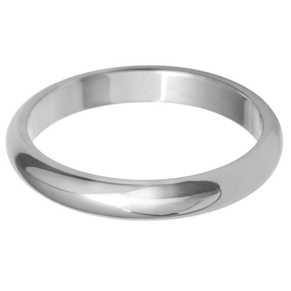 Platinum Classic D Court 3mm Wedding Band