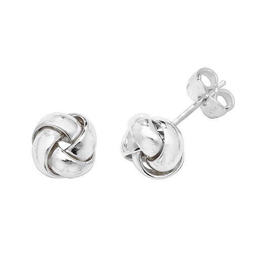 Sterling Silver Single Four Way Knot Stud Earrings