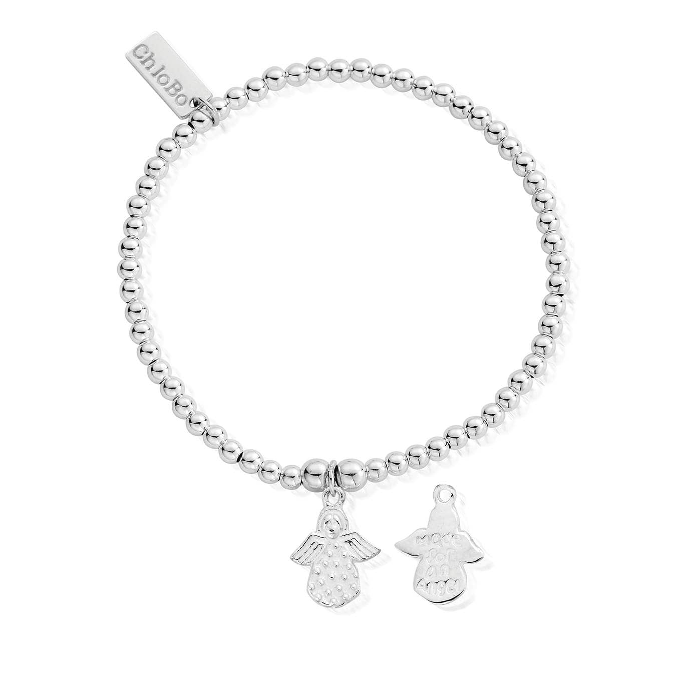 A image of the product ChloBo Sterling Silver Cubed Beads Interlocking Heart Bracelet
