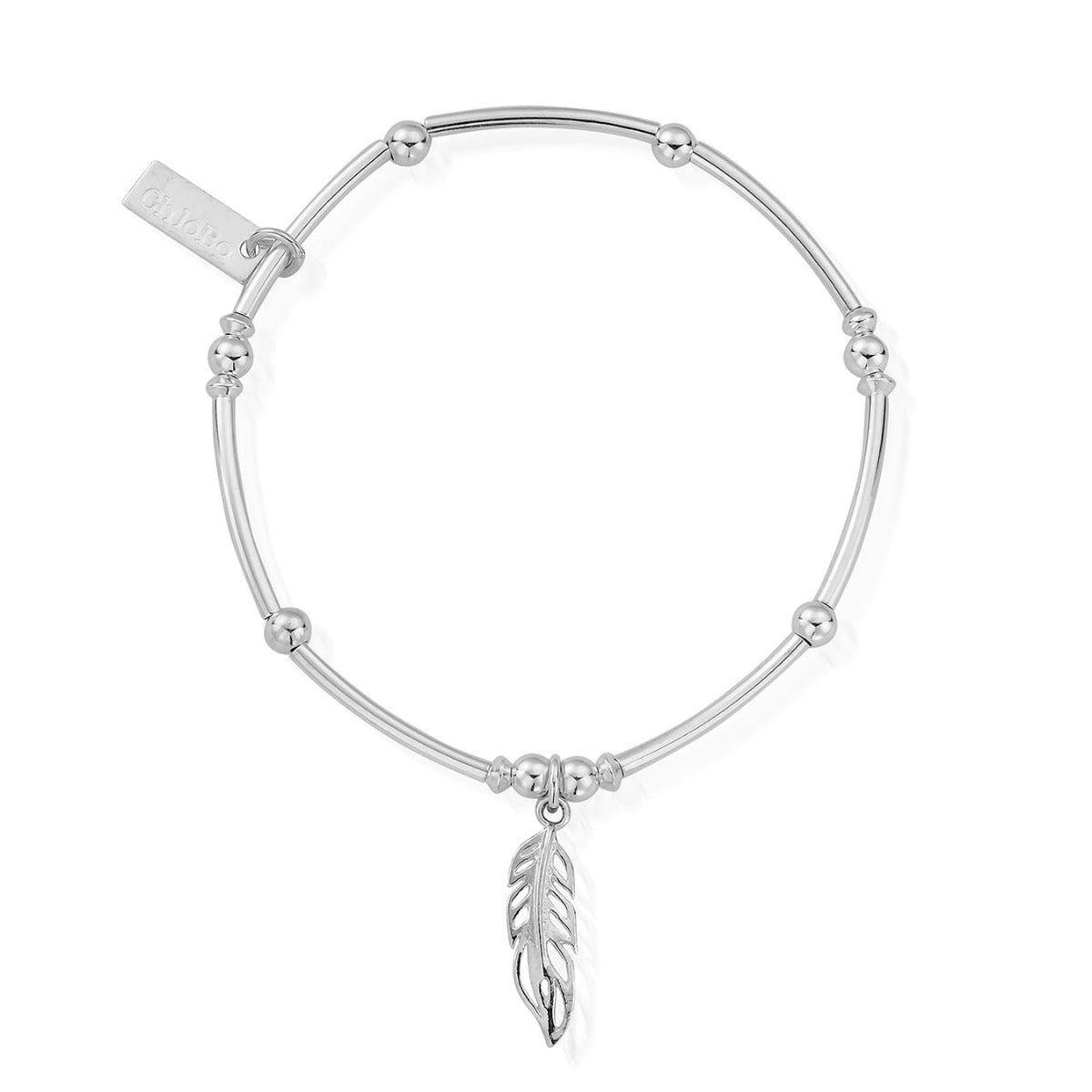 ChloBo Silver Mini Noodle Ball Feather Bracelet