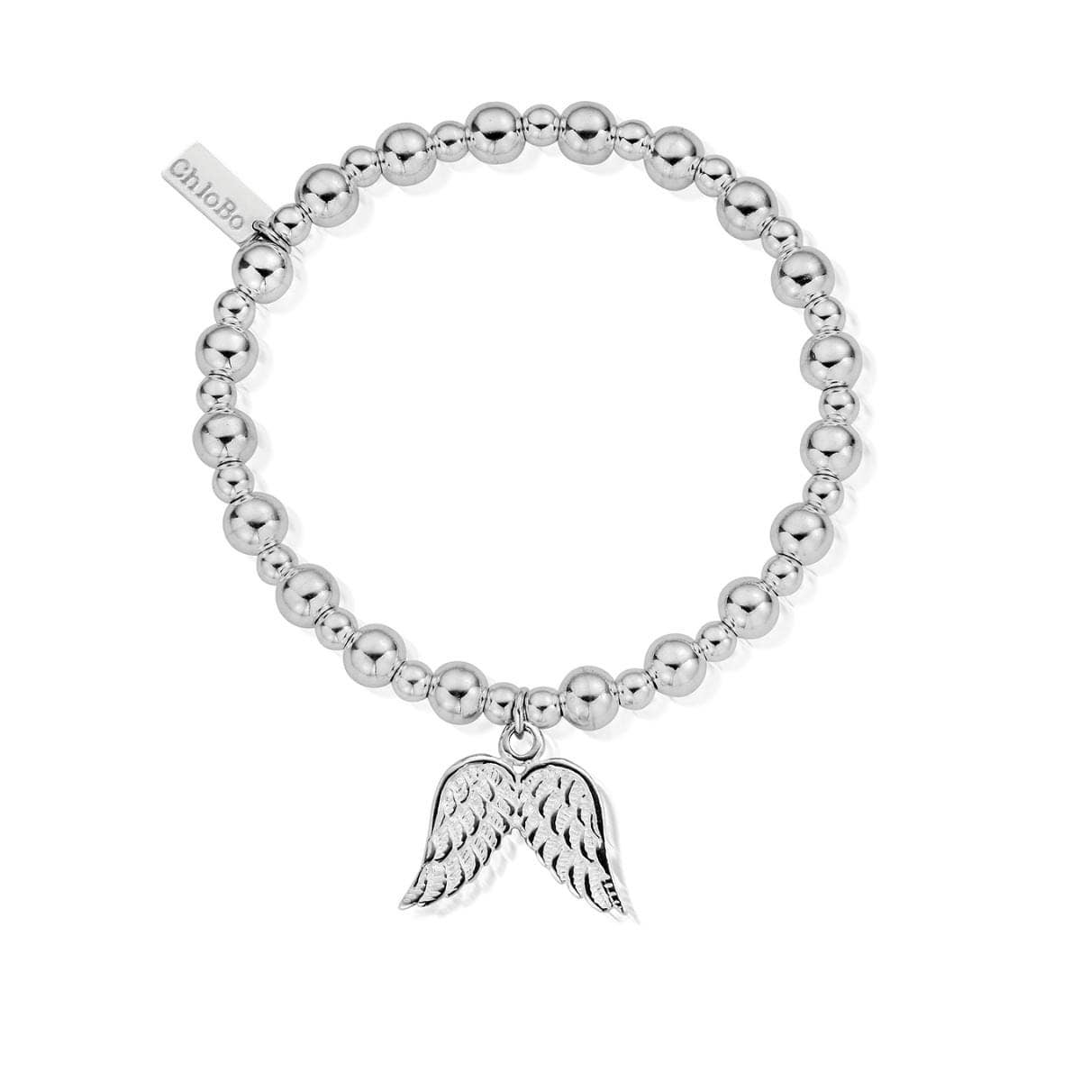 A image of the product ChloBo Sterling Silver Small Bead Angel Charm Bracelet
