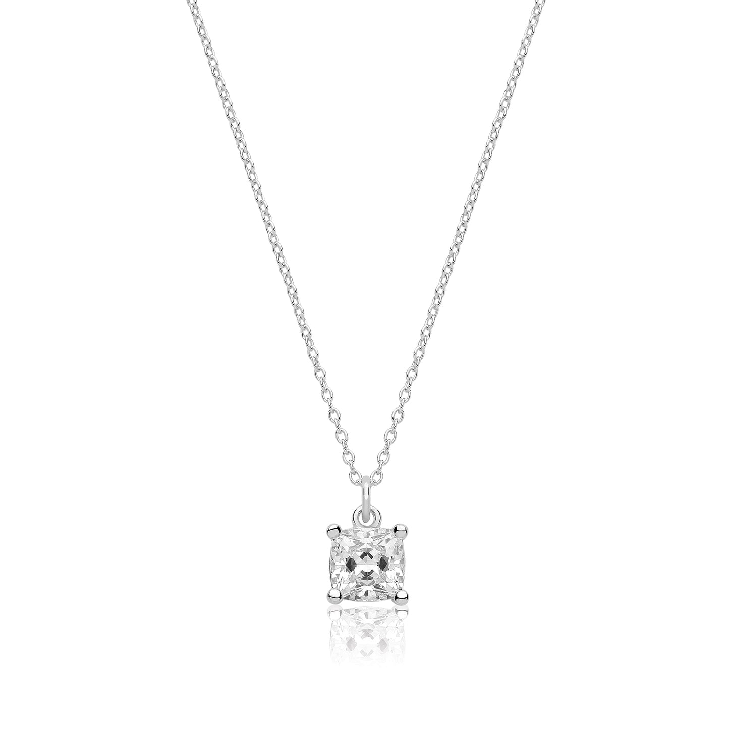 Sterling Silver Solitaire 6mm Round CZ Necklace