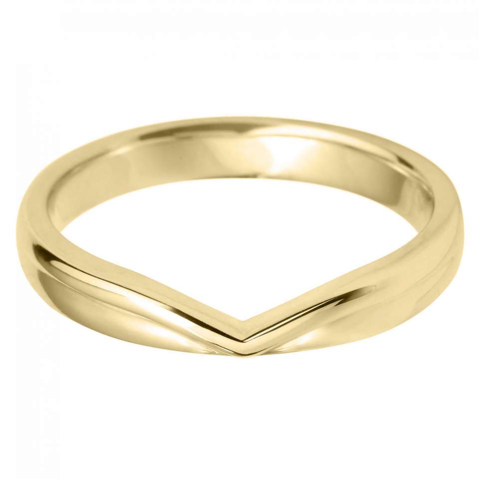 18ct Yellow Gold Plain V Shaped Classic Court 3mm Wedding Ring media 1 of 1