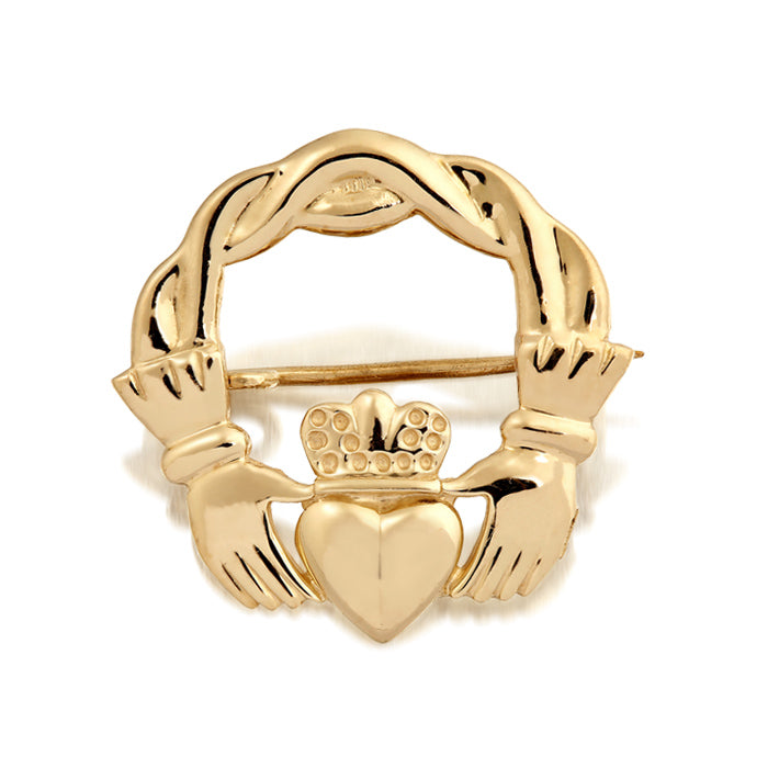 9ct Yellow Gold Claddagh Brooch