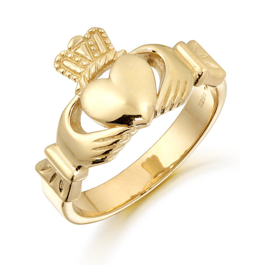 9ct Yellow Gold Gents Plain Claddagh Ring