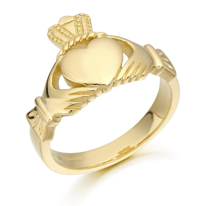 9ct Yellow Gold Gents Heavy Claddagh Ring