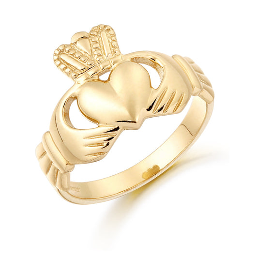 9ct Yellow Gold Gents Claddagh Ring