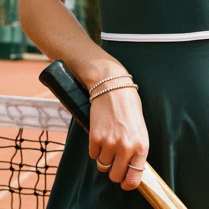 D.LOUISE Yellow Gold Plate Bezel Set CZ Tennis Bracelet