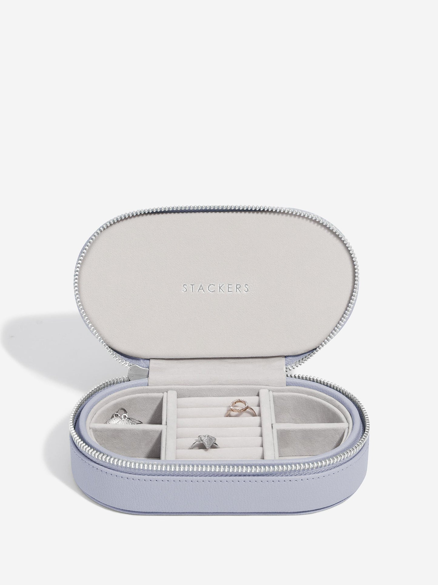 Stackers Lavender Oval Zipped Travel Jewellery Box