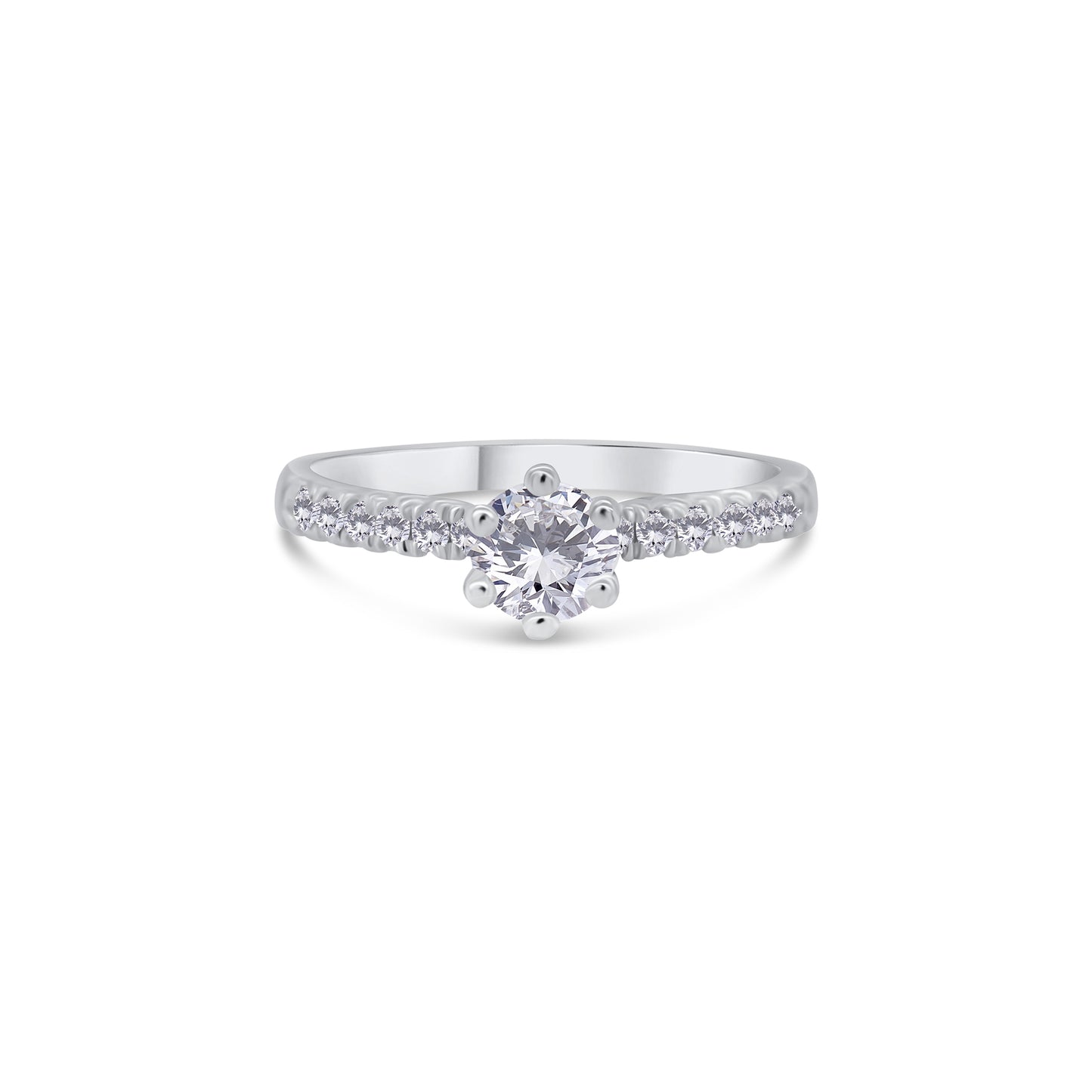 Platinum Brilliant Round & Shoulder Set Diamond Ring, 0.60ct