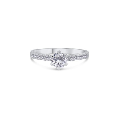 Platinum Brilliant Round & Shoulder Set Diamond Ring, 0.60ct