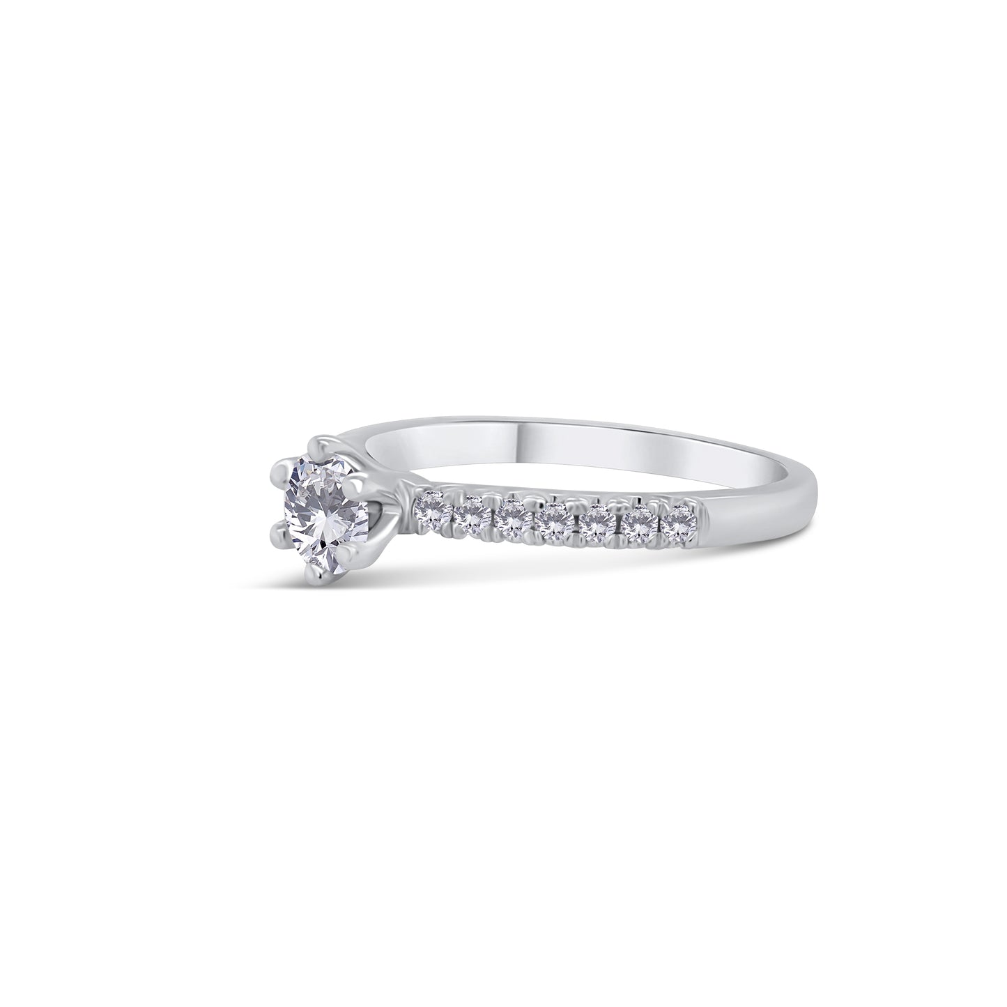 Platinum Brilliant Round & Shoulder Set Diamond Ring, 0.60ct