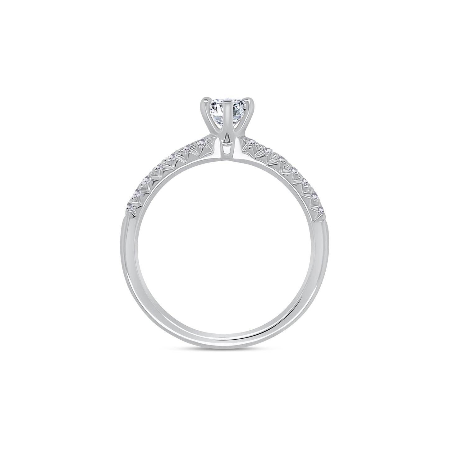 Platinum Brilliant Round & Shoulder Set Diamond Ring, 0.60ct