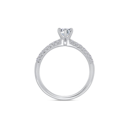 Platinum Brilliant Round & Shoulder Set Diamond Ring, 0.60ct