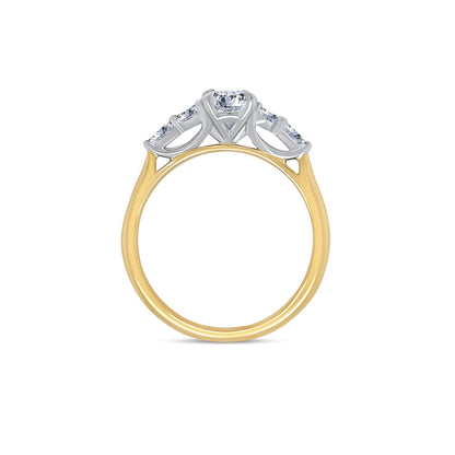 18ct Yellow Gold Oval Solitaire & Marquise Shoulders, 1.01ct