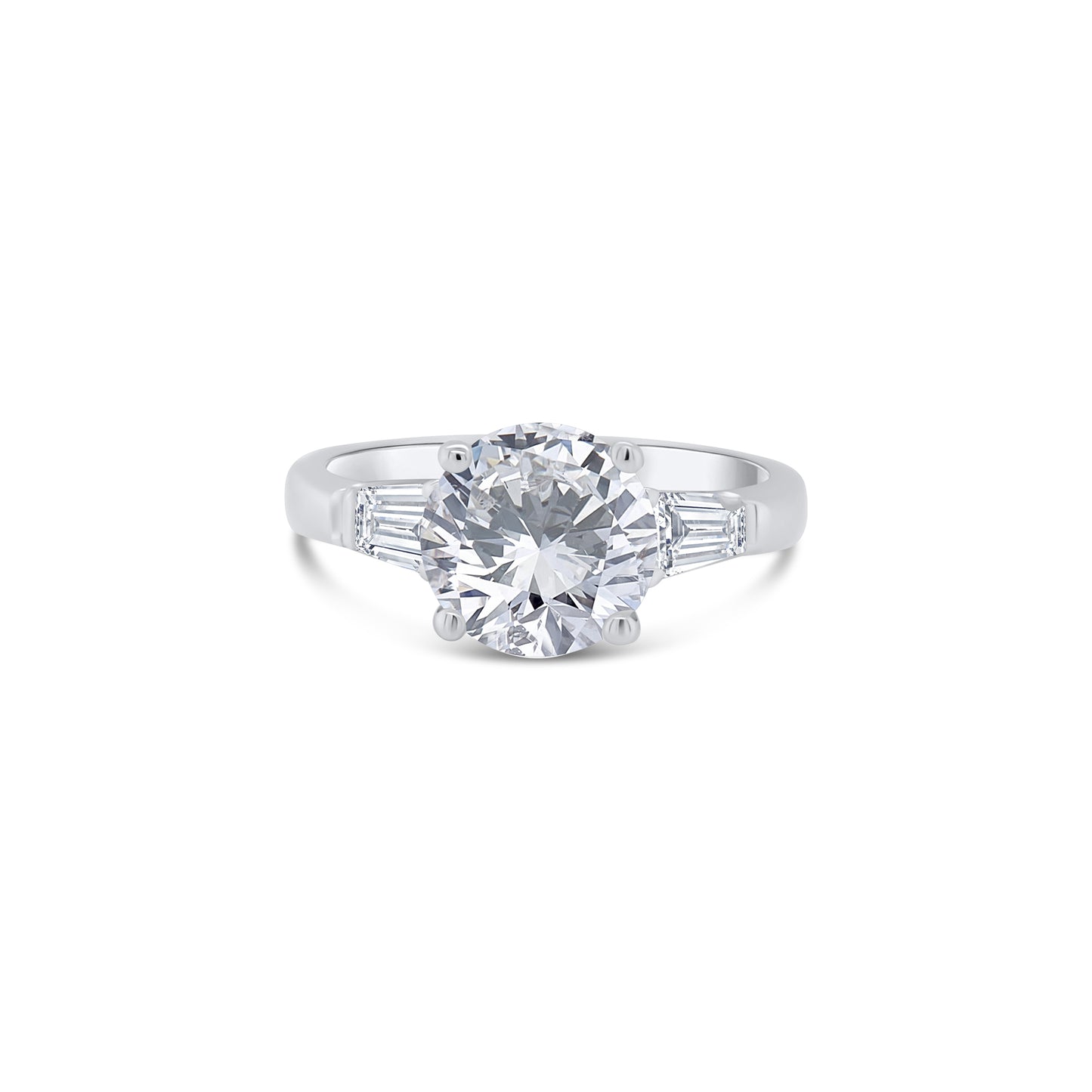 18ct White Gold Brilliant Round Solitaire & Shoulder Tapers, 2.50ct