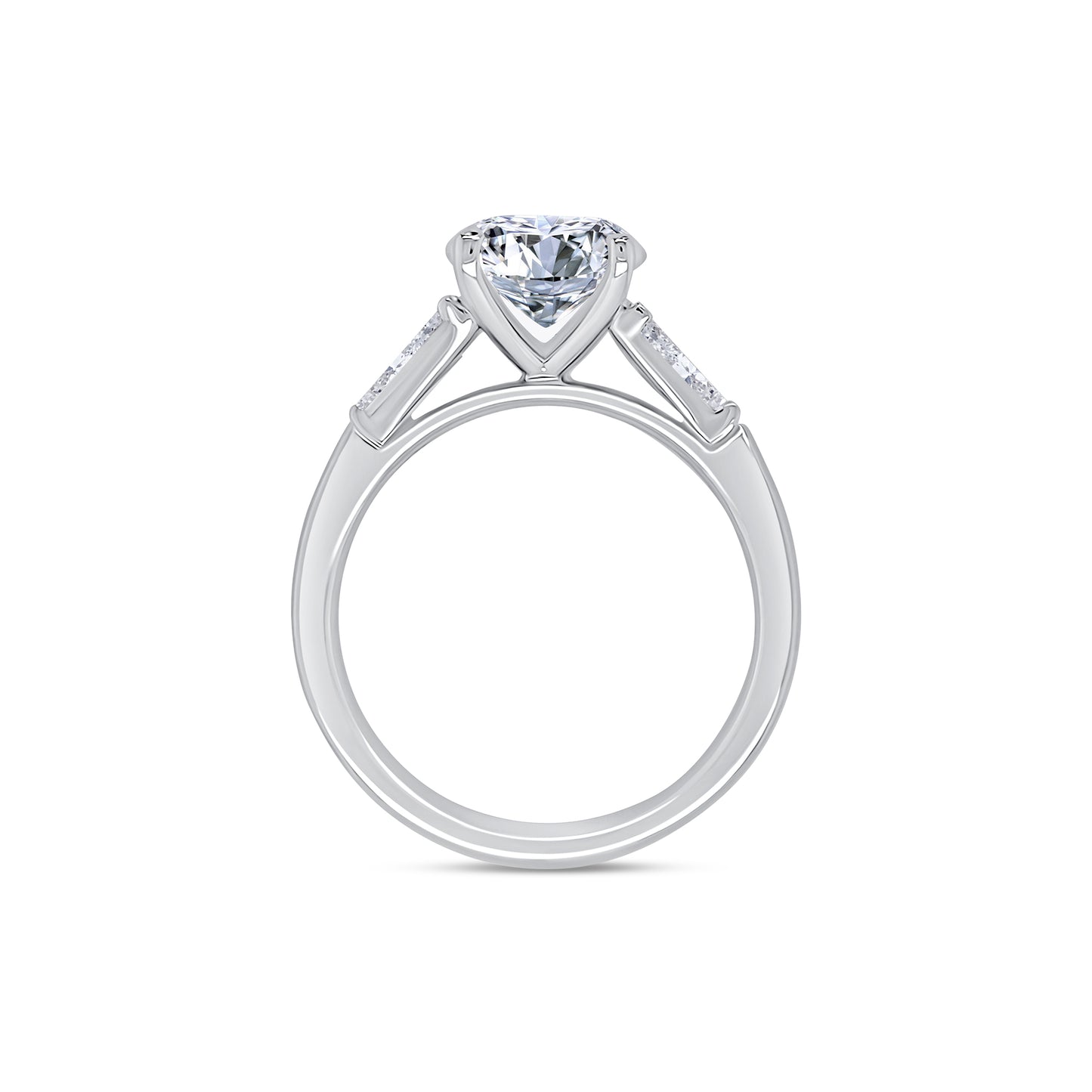 18ct White Gold Brilliant Round Solitaire & Shoulder Tapers, 2.50ct