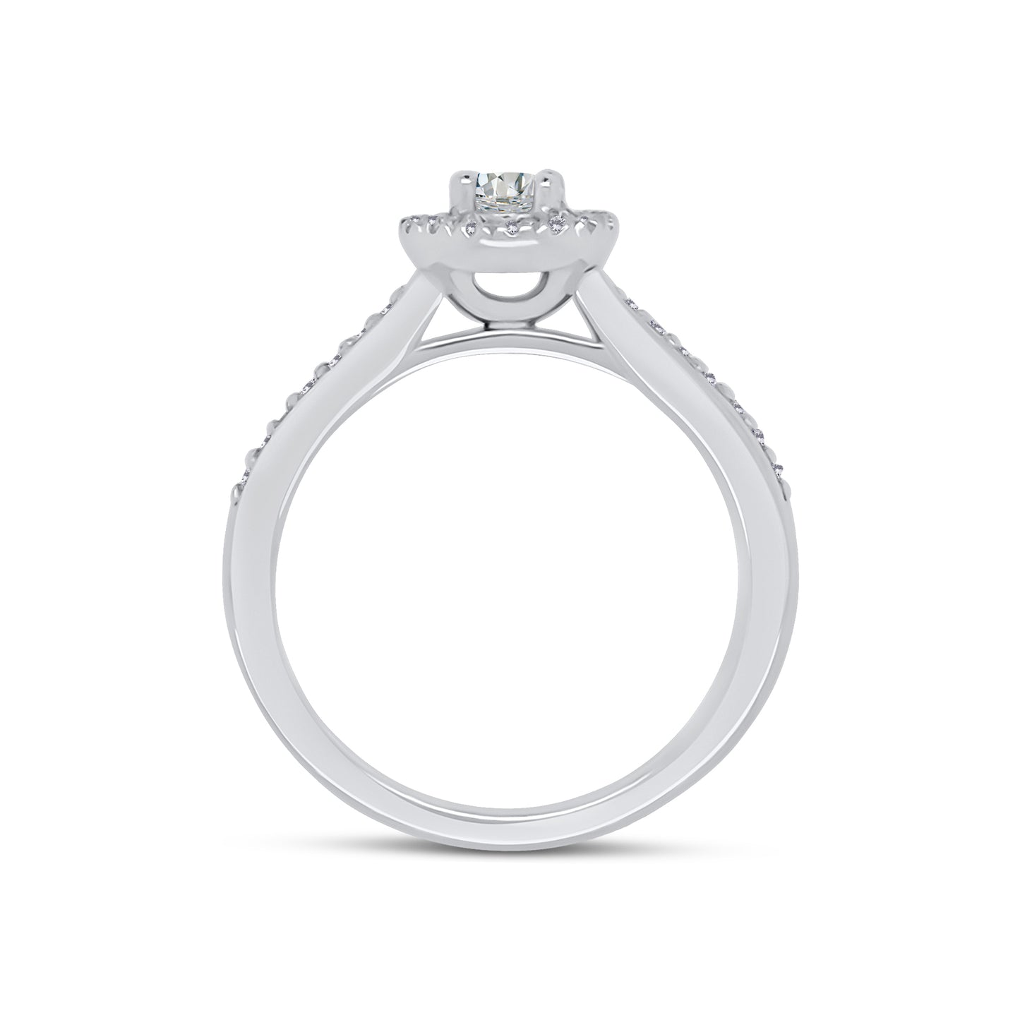 Platinum Brilliant Round & Halo, Shoulder Set Diamond Ring 0.39ct