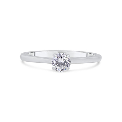 Platinum Brilliant Round Solitaire Diamond Ring, 0.30ct