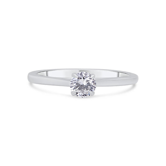 Platinum Brilliant Round Solitaire Diamond Ring, 0.30ct