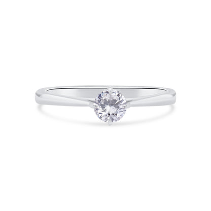 Platinum Brilliant Round Solitaire Diamond Ring, 0.30ct