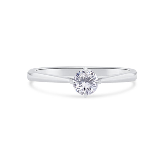 Platinum Brilliant Round Solitaire Diamond Ring, 0.30ct