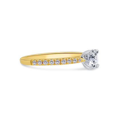 18ct Yellow Gold Round Brilliant & Shoulder Set Diamond Ring, 0.77ct