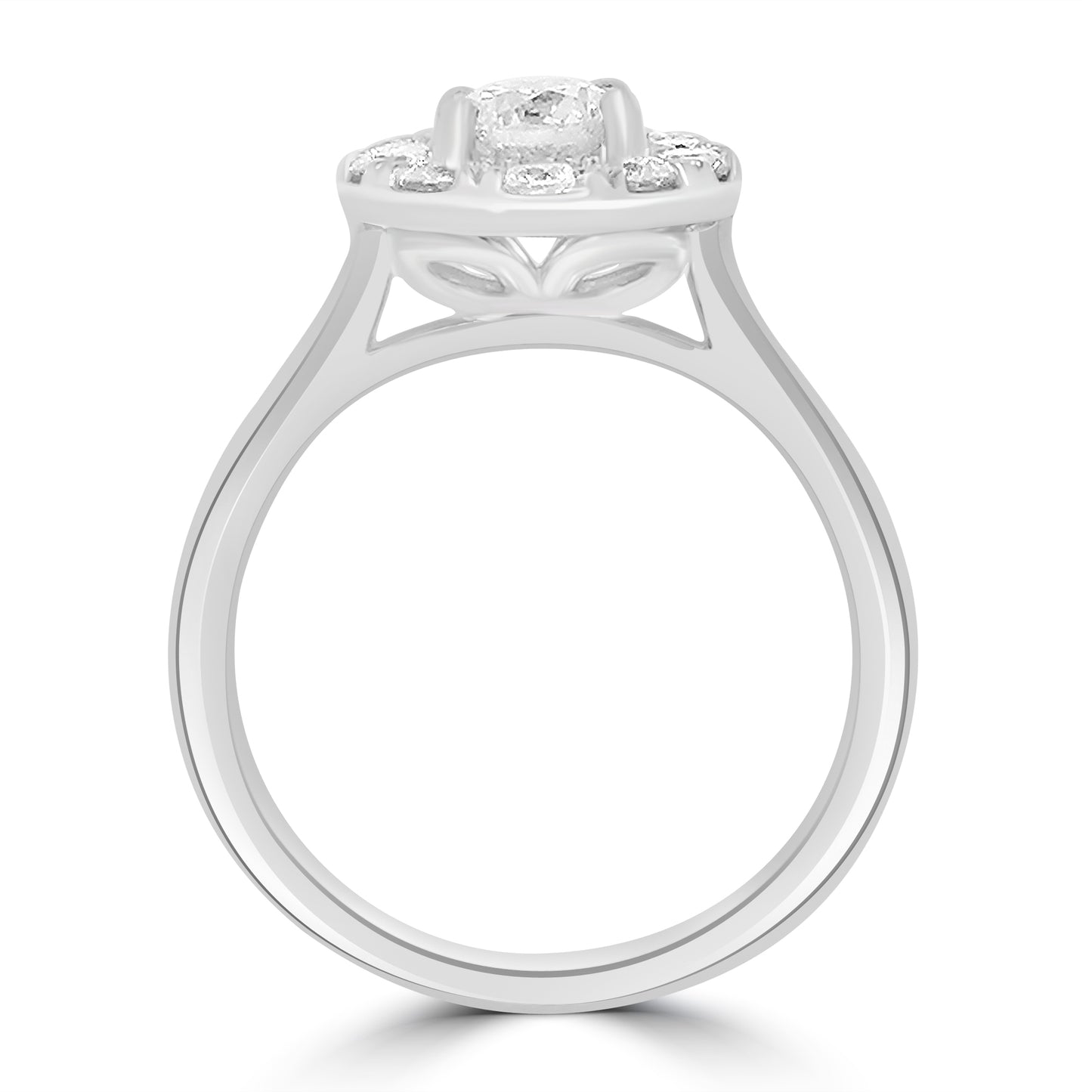 Platinum Brilliant Round & Diamond Halo Diamond Ring, 0.87ct