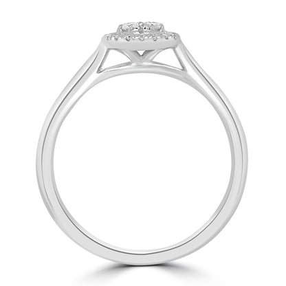 Platinum Brilliant Round & Halo Multi-Stone Illusion Diamond Ring, 0.27ct