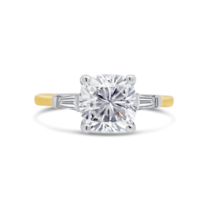 18ct Yellow Gold Cushion & Tapered Baguette Diamond Ring, 2.15ct