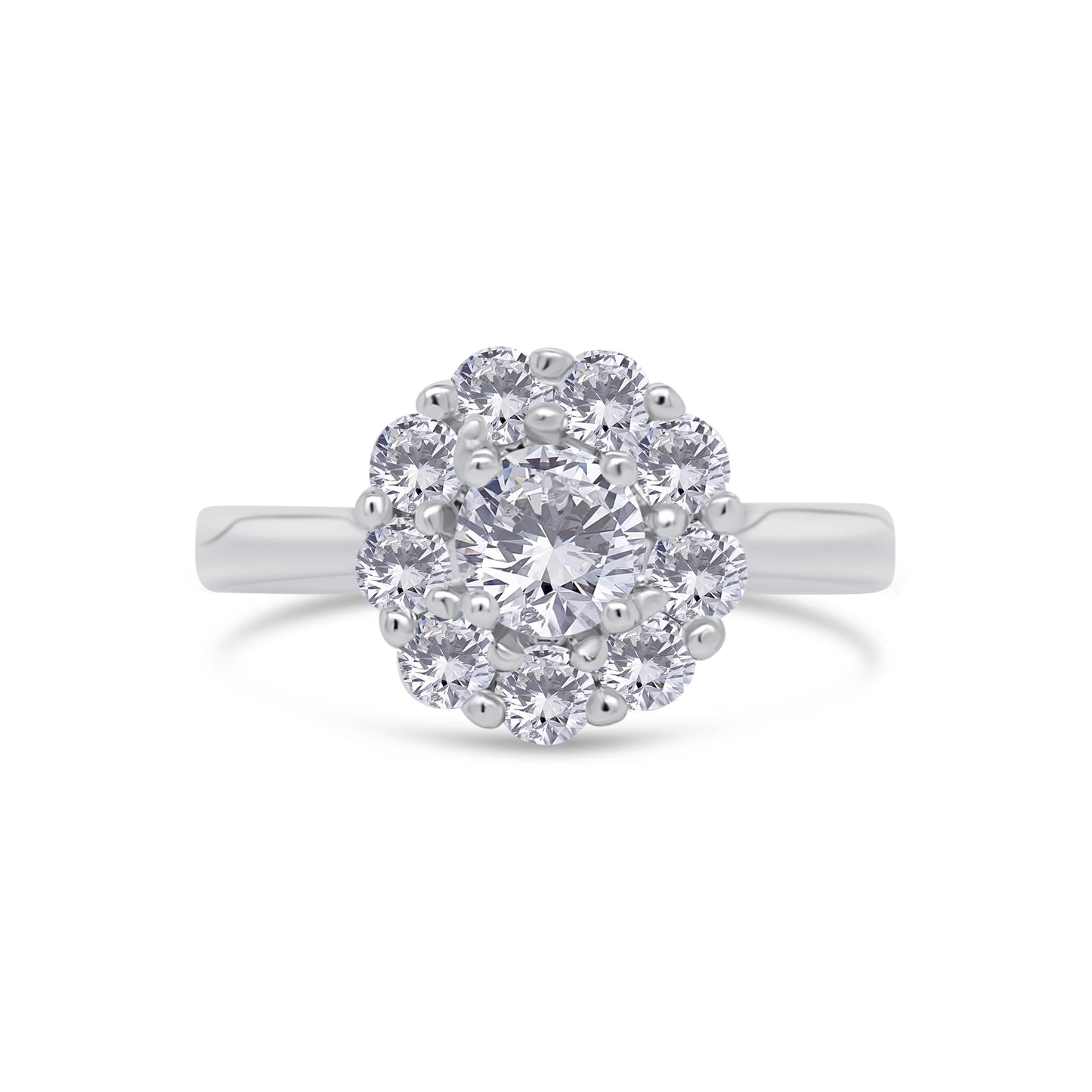 Platinum Brilliant Round & Diamond Halo Diamond Ring, 0.94ct