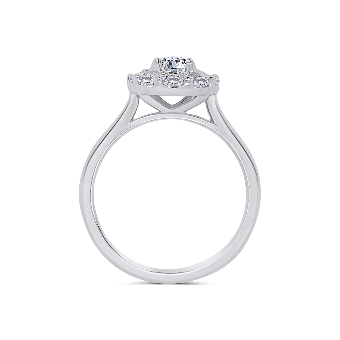 Platinum Brilliant Round & Diamond Halo Diamond Ring, 0.94ct