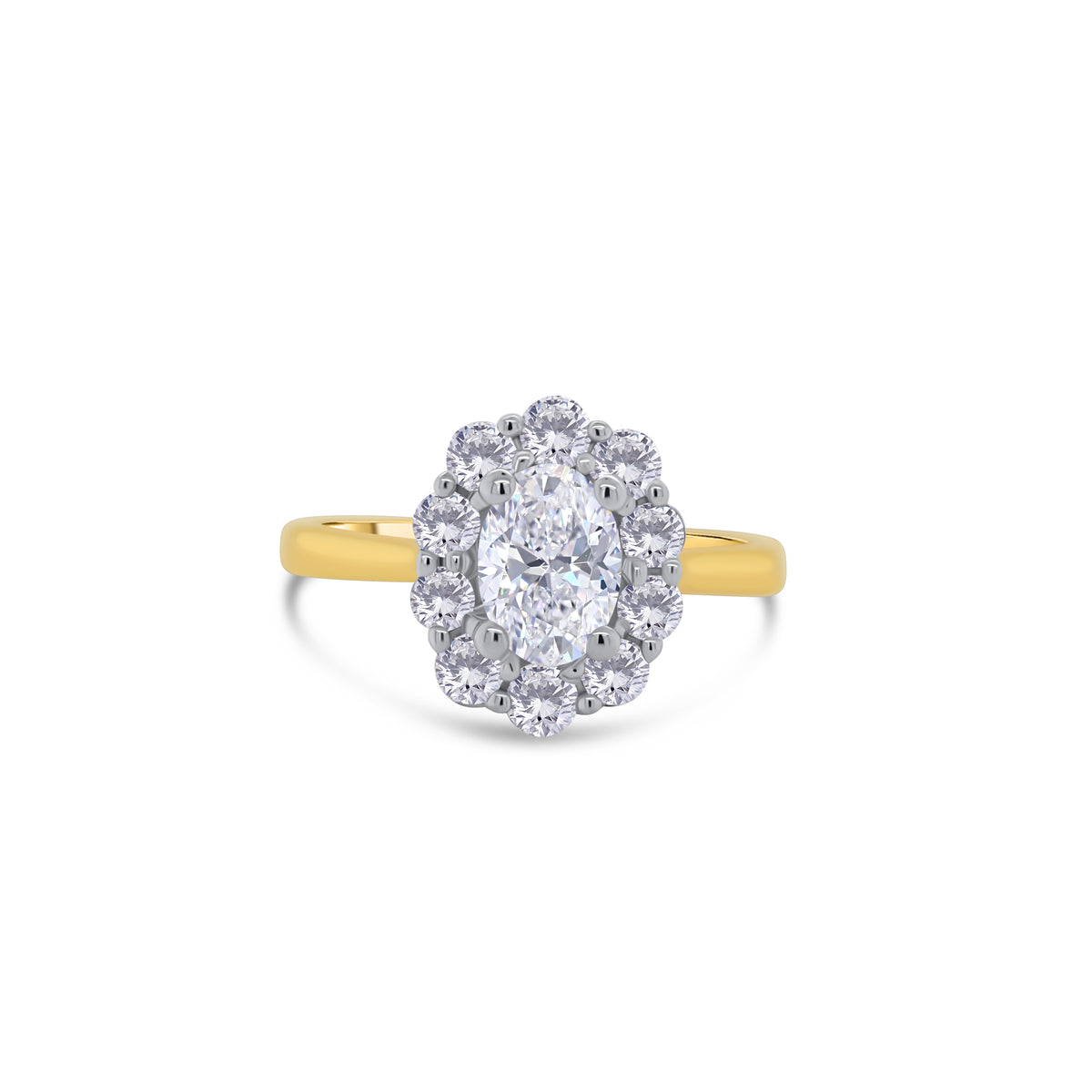 18ct Yellow Gold Oval & Halo Diamond Ring, 1.20ct