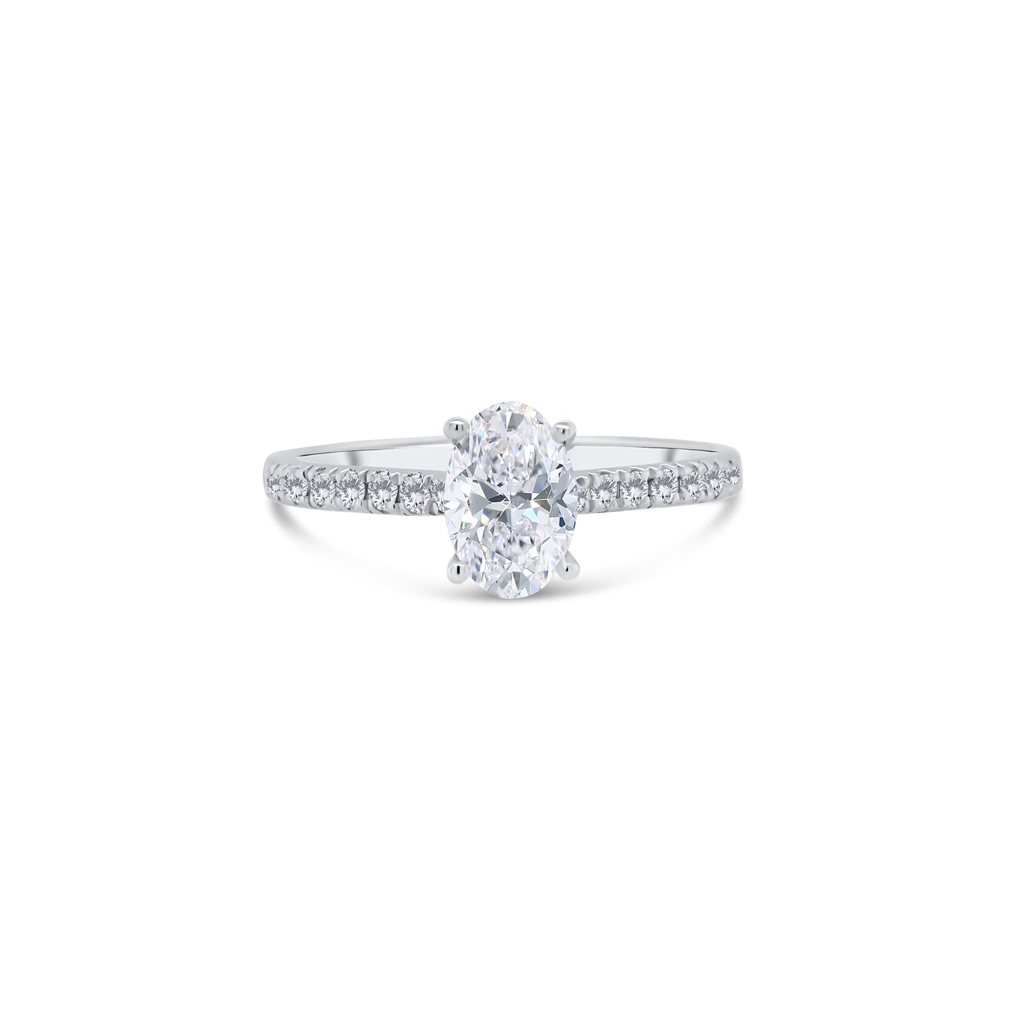 Platinum Oval & Diamond Set Band Ring, 0.88ct