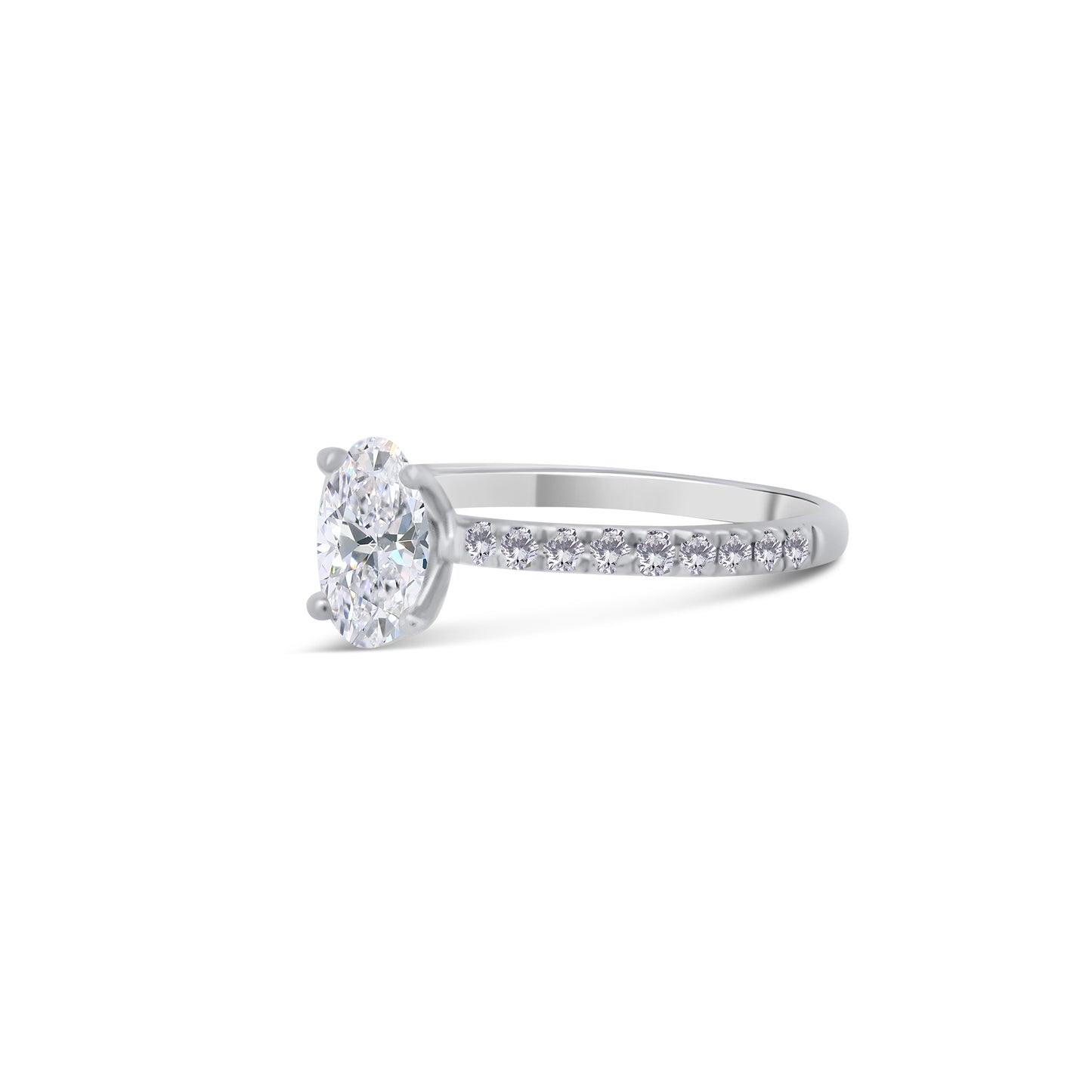 Platinum Oval & Diamond Set Band Ring, 0.88ct