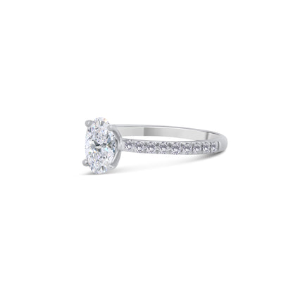 Platinum Oval & Diamond Set Band Ring, 0.88ct