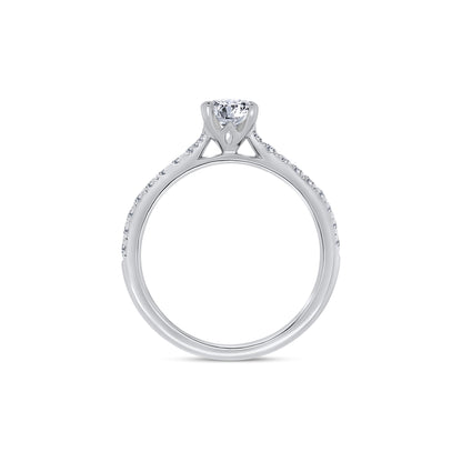 Platinum Oval & Diamond Set Band Ring, 0.88ct
