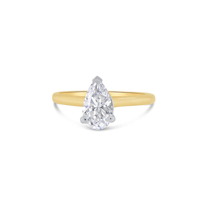 18ct Yellow Gold Pear Cut Solitaire Diamond Ring, 0.90ct