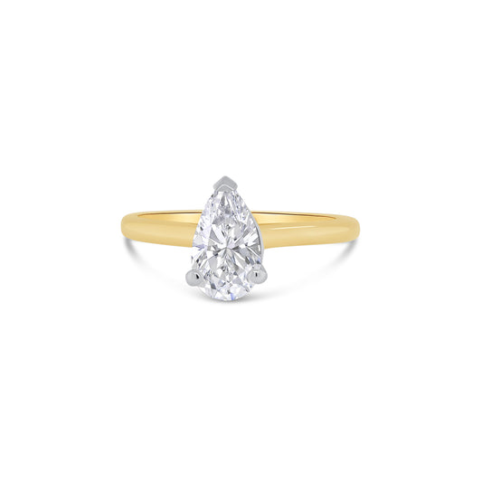 18ct Yellow Gold Pear Cut Solitaire Diamond Ring, 0.90ct