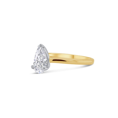 18ct Yellow Gold Pear Cut Solitaire Diamond Ring, 0.90ct