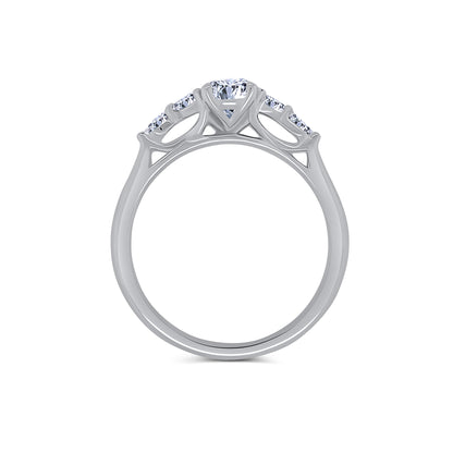 Platinum Oval Solitaire & Marquise Shoulders Diamond Ring, 0.92ct