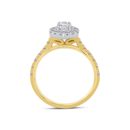 18ct Yellow Gold Marquise, Halo & Shoulder Set Diamond Ring, 1.05ct