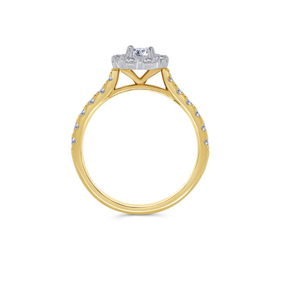 18ct Yellow Gold Emerald & Halo Diamond Ring, 1.11ct