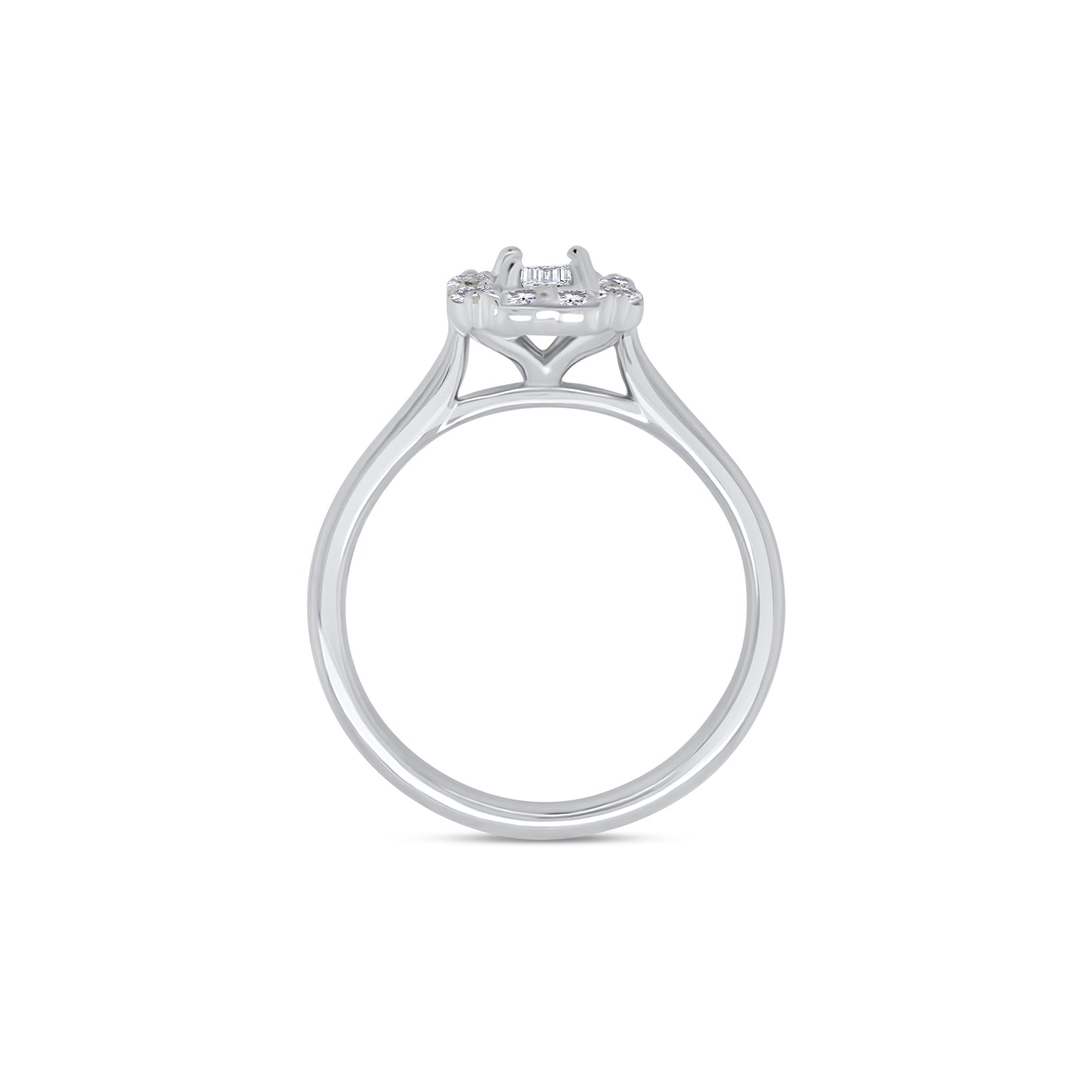 Platinum Emerald & Halo Diamond Ring, 0.61ct