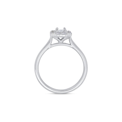 Platinum Emerald & Halo Diamond Ring, 0.61ct
