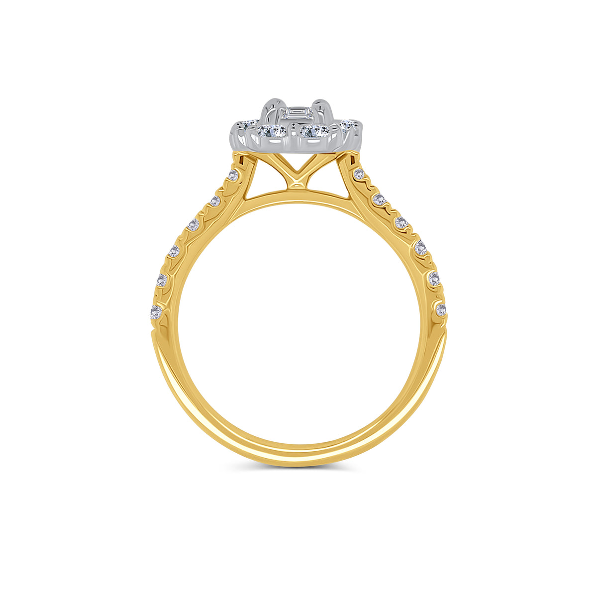 18ct Yellow Gold Emerald & Halo Diamond Ring, 1.30ct