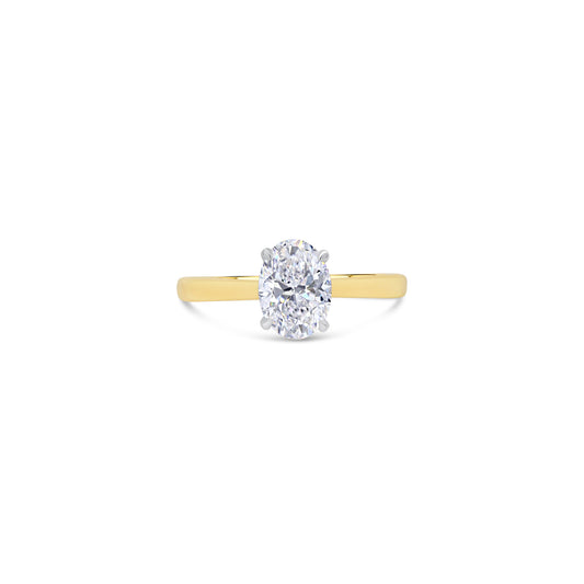 18ct Yellow Gold Solitaire Oval & Hidden Diamond Detailing Diamond Ring, 1.06ct